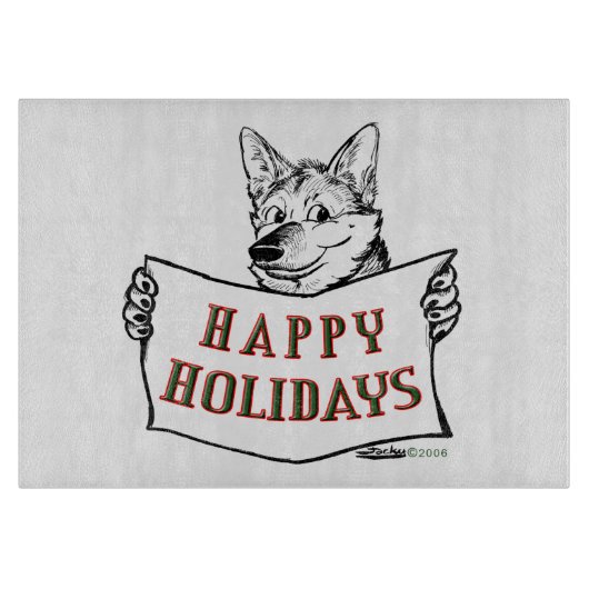 Planche À Découper Chien de Noël : Joyeuses fêtes ! (Devant)