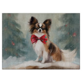 Planche À Découper Chien de Papillon à Noël de neige (Devant)