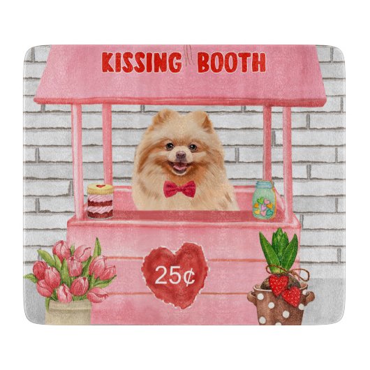 Planche À Découper Chien de Poméranie Valentine's Day Kissing Booth (Devant)