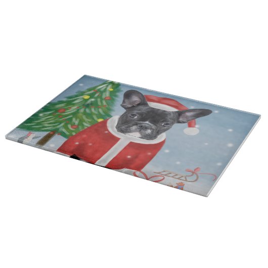 Planche À Découper Chien de taureau français en neige avec cadeaux de (Coin)