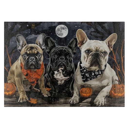 Planche À Découper Chien de taureau français Halloween Éffrayant (Devant)