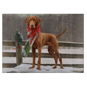 Planche À Découper Chien de Vizsla à Noël de neige