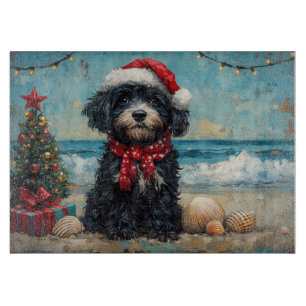 Planche À Découper Chien d'eau portugais Noël Vintage Plage