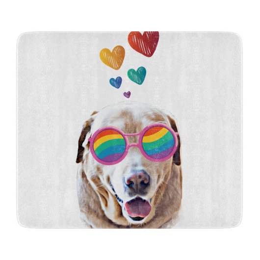 Planche À Découper Chien Labrador avec coeurs Saint-Valentin  (Devant)