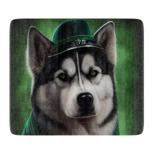 Planche À Découper Chien Malamute d'Alaska en tenue de la Saint-Patri