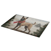 Planche À Découper Chien malinois belge à Noël de neige (Coin)
