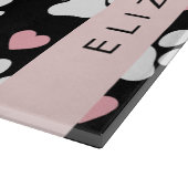 Planche À Découper Chien Paws, White Paws, Rose Hearts, Votre Nom (Coin)