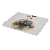 Planche À Découper Chien Pékinois avec coeurs Saint-Valentin (Coin)