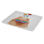 Planche À Découper Chien Poméranie avec coeurs Saint-Valentin (Coin)