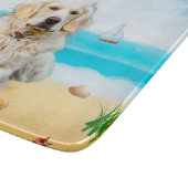 Planche À Découper Chien Retriever Doré sur la Plage (Coin)
