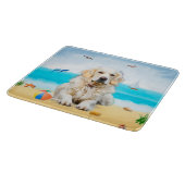 Planche À Découper Chien Retriever Doré sur la Plage (Coin)