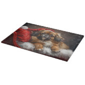 Planche À Découper Chien Spaniel Tibétain Noël Festif (Coin)
