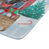Planche À Découper Chien Weimaraner dans une maison de Noël enneigée (Coin)