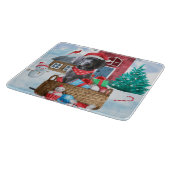 Planche À Découper Chien Weimaraner dans une maison de Noël enneigée (Coin)