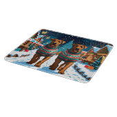 Planche À Découper Chiens Airedale Noël Neige Vacances (Coin)