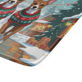 Planche À Découper Chiens Basenji Noël Neige Vacances (Coin)