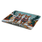 Planche À Découper Chiens Basenji Noël Neige Vacances (Coin)