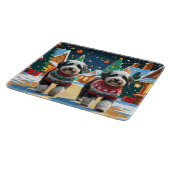Planche À Découper Chiens Bernedoodle Noël Neige Fêtes (Coin)