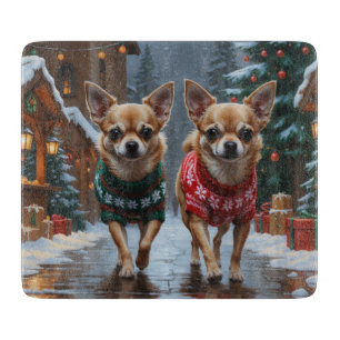 Planche À Découper Chiens Chihuahua Noël Neige Fêtes