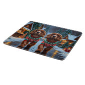 Planche À Découper Chiens Cocker Spaniel Noël Neige Fêtes (Coin)