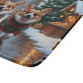 Planche À Découper Chiens Corgi Noël Neige Fêtes (Coin)