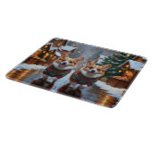 Planche À Découper Chiens Corgi Noël Neige Fêtes (Coin)