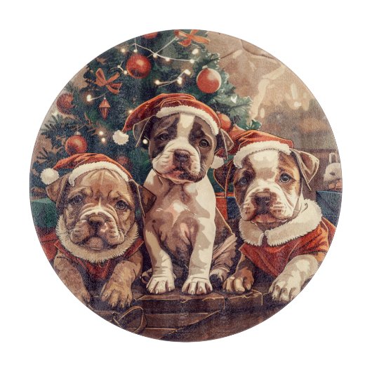 Planche À Découper Chiens de Noël Pit Bull Puppy (Devant)