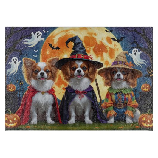 Planche À Découper Chiens de Papillon Citrouille Halloween Funny (Devant)