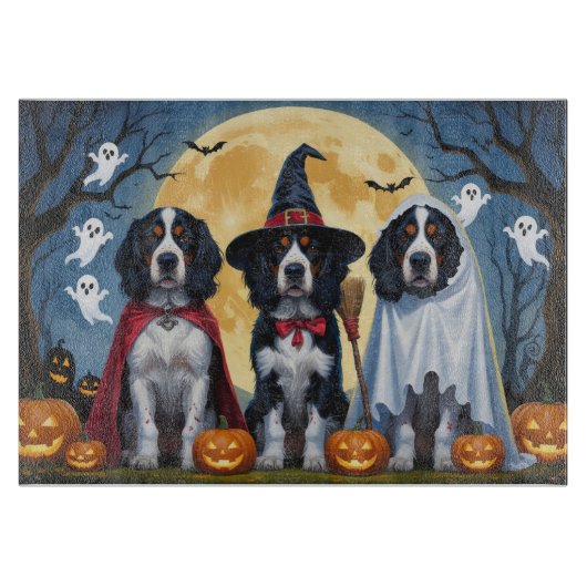 Planche À Découper Chiens de Setter anglais Citrouille Halloween Funn (Devant)