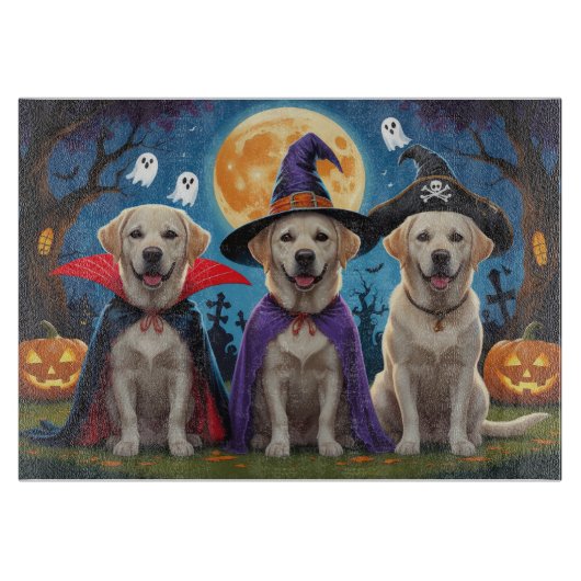 Planche À Découper Chiens du Labrador Citrouille Halloween Funny (Devant)