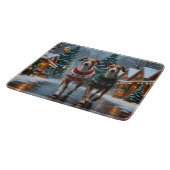 Planche À Découper Chiens Greyhound Noël Neige Fêtes (Coin)