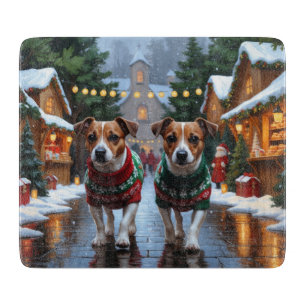 Planche À Découper Chiens Jack Russell Noël Neige Fêtes