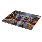 Planche À Découper Chiens Labrador Noël Neige Fêtes (Coin)