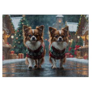 Planche À Découper Chiens Papillon Noël Neige Fêtes