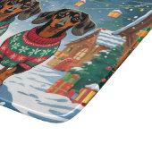 Planche À Découper Chiens Teckel Noël Neige Fêtes (Coin)