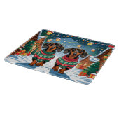 Planche À Découper Chiens Teckel Noël Neige Fêtes (Coin)