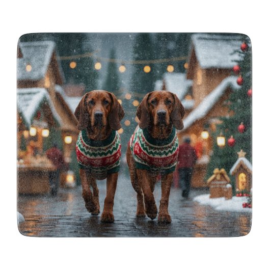 Planche À Découper Chiens Treeing Walker Coonhound Noël Neige (Devant)