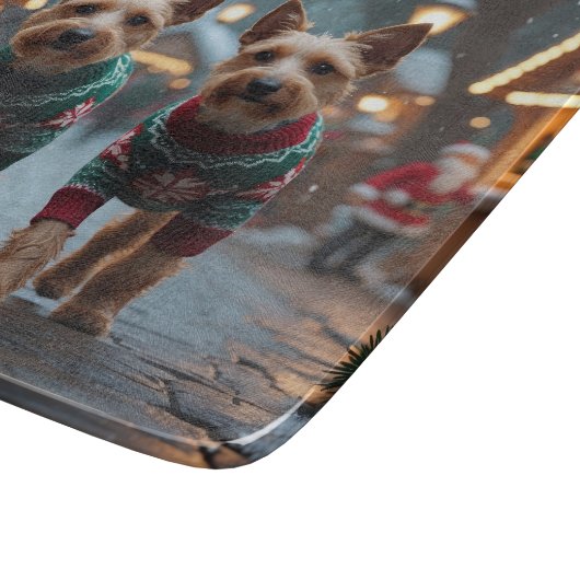 Planche À Découper Chiens Wire Fox Terrier Noël Neige Fête (Coin)