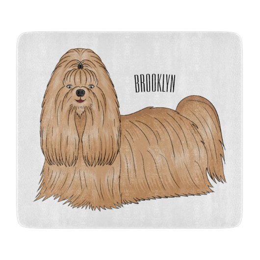 Planche À Découper Chih tzu long cheveux dessin de chien (Devant)