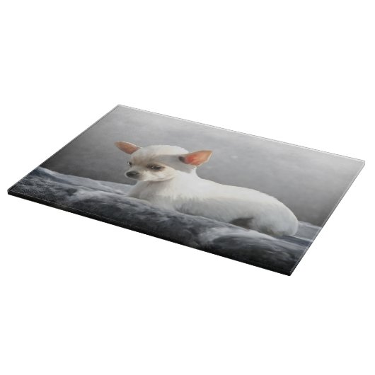Planche À Découper Chihuahua Chien assis Chien Portrait Peinture d'ar (Coin)