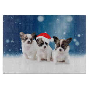 Planche À Découper Chihuahua Chiuppies mignonnes avec Noël du Père No