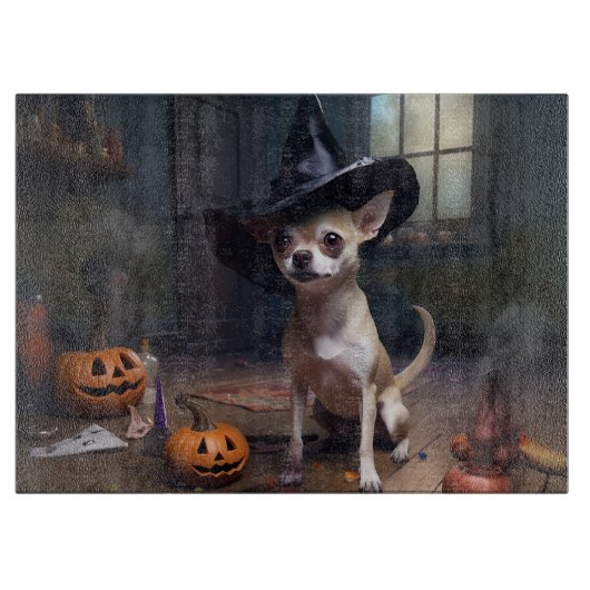 Planche À Découper Chihuahua Citrouilles Halloween effrayant (Devant)