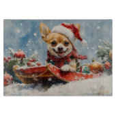 Planche À Découper Chihuahua Dog in Sledge Let it neiger Noël (Devant)