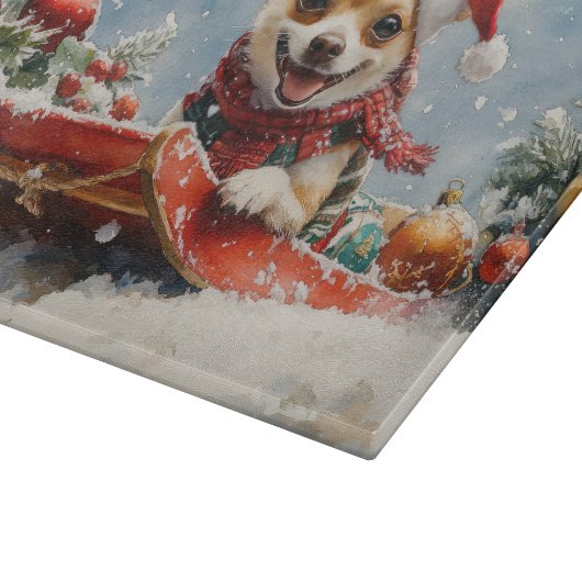 Planche À Découper Chihuahua Dog in Sledge Let it neiger Noël (Coin)