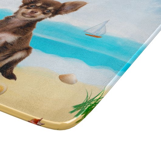 Planche À Découper Chihuahua Dog sur la plage (Coin)