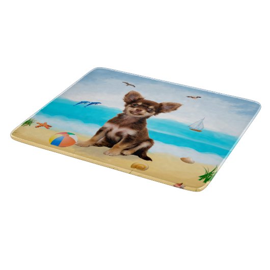 Planche À Découper Chihuahua Dog sur la plage (Coin)