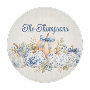 Planche À Découper Chinoiserie Citrouille Florale Monogramme d'Automn