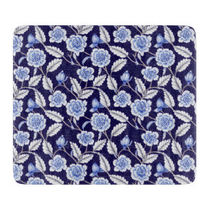 Planche À Découper Chinoiserie Delft Blue Floral Porcelaine Motif