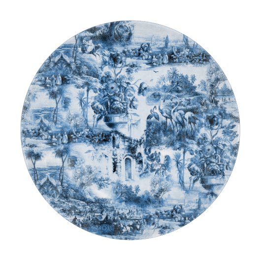 Planche À Découper Chinoiserie toile, saule bleu, porcelaine bleue  (Devant)