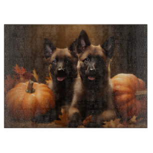 Planche À Découper Chiots Berger Belge Délice d'Automne Citrouille